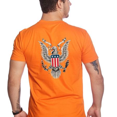 Camiseta Masculina Algodao Estampada Frente E Verso USA Aguia