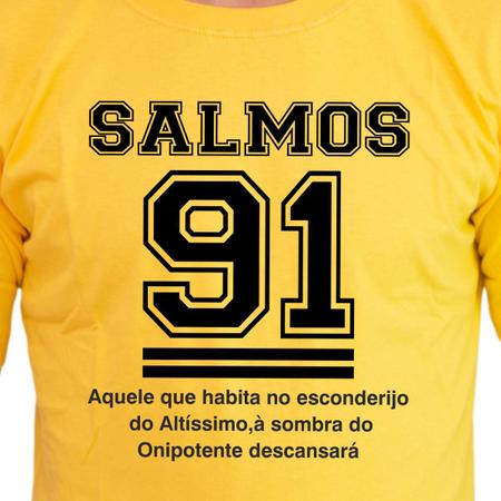 Imagem de Camiseta Masculina Algodão Evangélica Salmos 91