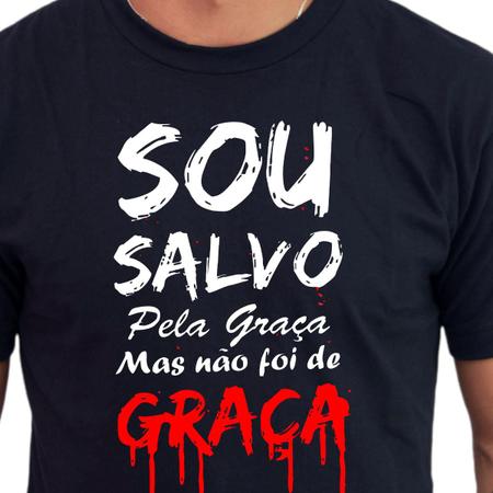 Imagem de Camiseta Masculina Algodão Evangélica Salvo Pela Graça