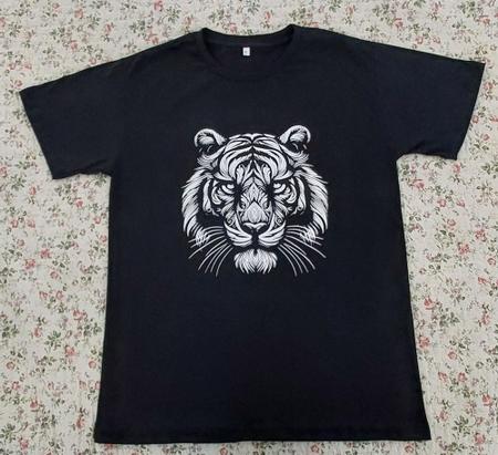 Imagem de Camiseta Masculina Básica G.Cruz Algodão Preta Estampa Silk-Screen Tigre