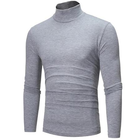 Imagem de Camiseta Masculina de Algodão com Gola Alta - Ajuste Fino - Outono/Inverno