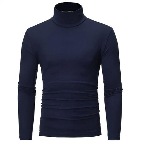 Imagem de Camiseta Masculina de Algodão com Gola Alta - Ajuste Fino - Outono/Inverno