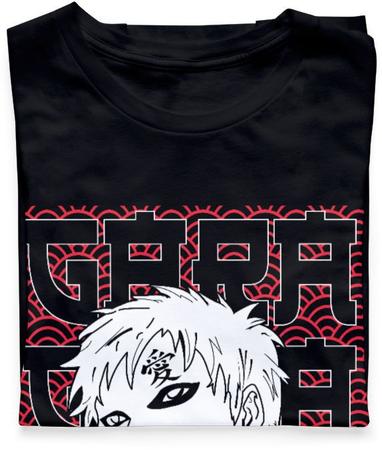 Camiseta Manga Curta em Algodão com Estampa do Gaara Branco