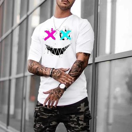 Imagem de Camiseta Masculina Gola Redonda com Estampa Smiley - Moda Casual de Verão