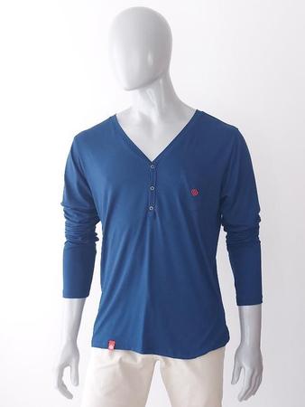 Imagem de Camiseta Masculina Manga Longa Gola "V" em Viscolycra Azul Marinho