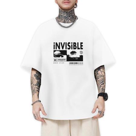 Imagem de Camiseta Masculina Oversized Estampa Invisible Streetwear Camisa Estilosa Moderna Leve e Confortável