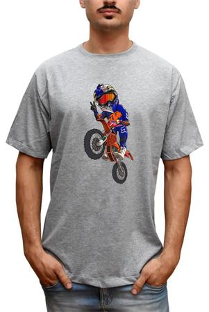 Camiseta Masculino Algodão Desenho Moto Trilha Motocross Enduro