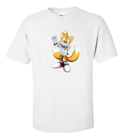 camiseta menino menina sonic tails tals desenho animado video game