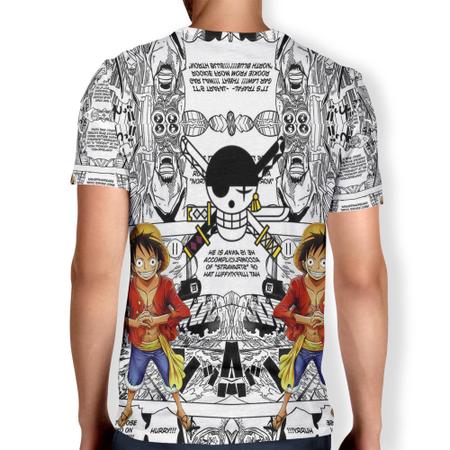Camiseta Infantil com Estampa Luffy One Piece - Tam 5 a 14 Anos Branco