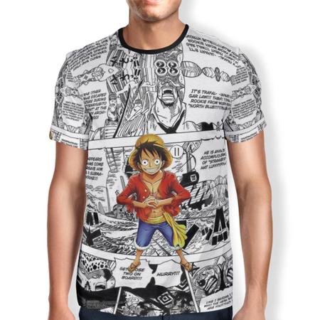 Camiseta Infantil com Estampa Luffy One Piece - Tam 5 a 14 Anos Branco