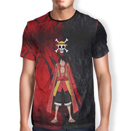 Camisa Do One Piece Monkey D Luffy Traje Roupa Blusa Camiseta Herói Anime