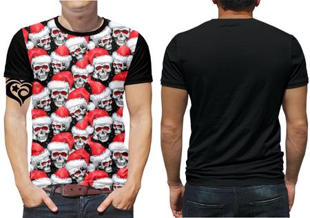 Imagem de Camiseta Natal Caveira PLUS SIZE Reveillon Masculina Blusa