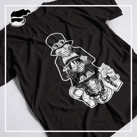 Camiseta One Piece Luffy Ace Sabo Unissex Anime - Kamisetas Otaku