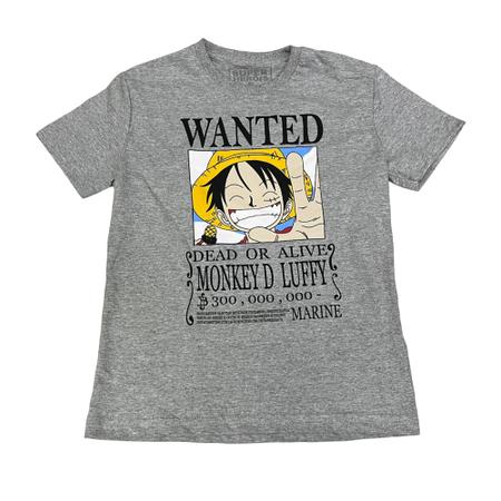 Camiseta Infantil com Estampa de Luffy One Piece - Tam 5 a 14 anos Branco