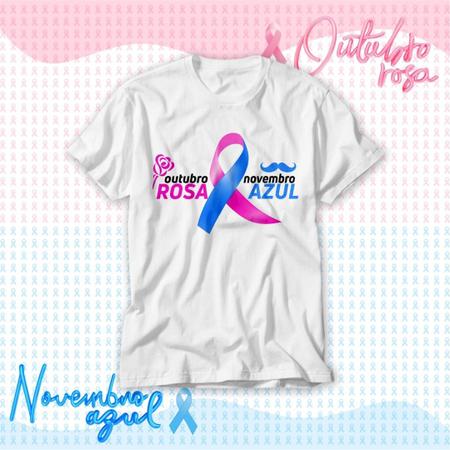 Imagem de Camiseta Outubro Rosa Novembro Azul Juntos Somos Mais Fortes Campanha Contra Câncer Blusa Camisa