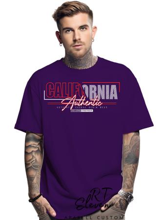 Imagem de Camiseta Oversized Personalizada Estampa California Masculina Algodão Estampada Gola Careca Ref 03