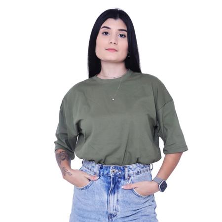 Imagem de Camiseta Oversized Unissex Gola Alta Algodão Lisa Sem Estampa Masculina e Feminina Diversas Cores