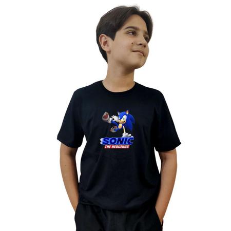 Camiseta Personagem Sonic Algodão Fio 30.1 Gola Redonda - Preto