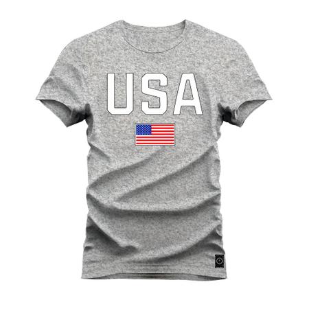 Imagem de Camiseta Plus Size Estampada Premium Algodão USA Bandeira