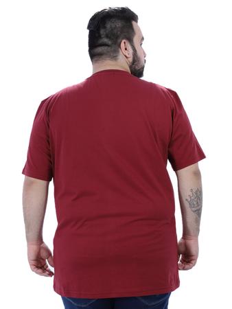 Imagem de Camiseta Plus Size Lisa Masculina Básica Algodão Bordo