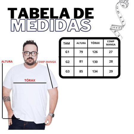 Camiseta Plus Size Masculina Algod o G1 Ao G3 Plus Size Camisetas