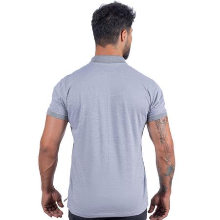 Imagem de Camiseta Polo Masculina 100% Algodão Kit 2 Pç Preto e Cinza