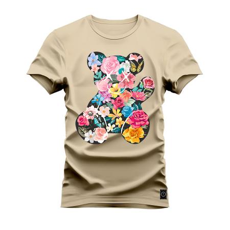 Imagem de Camiseta Premium Confortável Estampada Urso Florzão Cabluloso