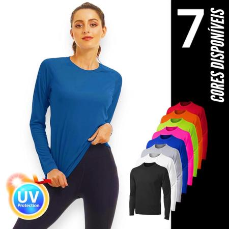 Camiseta PROTEÇÃO SOLAR UV Feminina Manga Longa Térmica Academia Corrida Yoga praia PLT 359 - IRON Imagem de Camiseta PROTEÇÃO SOLAR UV Feminina Manga Longa Térmica Academia Corrida Yoga praia PLT 359