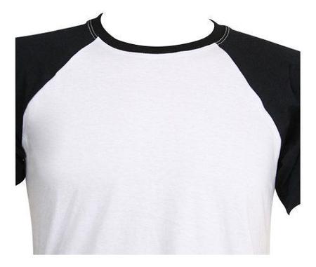 camiseta raglan branca e preta