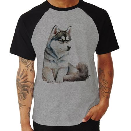 Imagem de Camiseta Raglan Cachorro Husky Siberiano - Foca na Moda