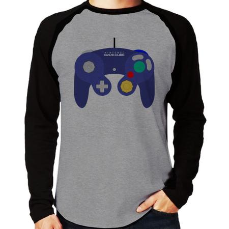 Imagem de Camiseta Raglan Controle Retrô Vídeo Game Gamepad Manga Longa - Foca na Moda