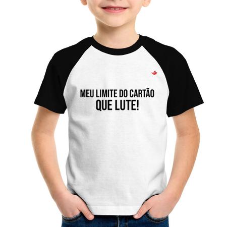 Imagem de Camiseta Raglan Infantil Meu limite do cartão que lute! - Foca na Moda