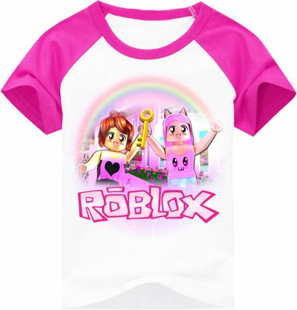 Camiseta Raglan infantil Mineblox - Roblox - Mangas Pink