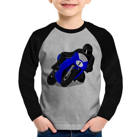 Camiseta Raglan Infantil Moto Corrida