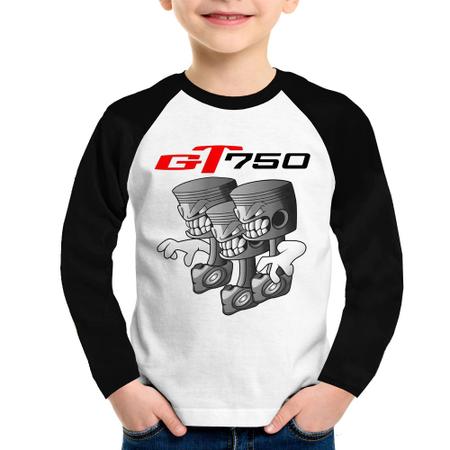 Imagem de Camiseta Raglan Infantil Moto GT 750 Pistões Manga Longa - Foca na Moda