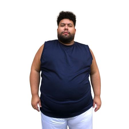 Imagem de Camiseta Regata Masculina Plus Size Dry Fit Básica Azul Marinho Tamanho Extra Grande Especial