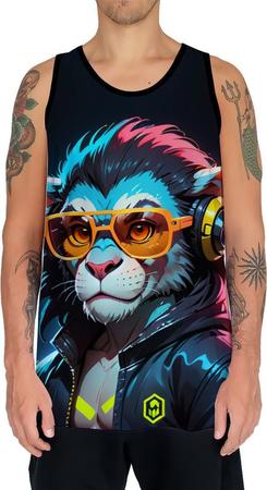 Imagem de Camiseta Regata Tshirt Animais Cyberpunk Leão Rei da Selva 4