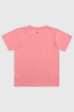 Camiseta infantil masculina malha 100% algodão com bordado Rosa