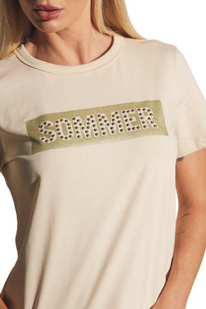 Imagem de Camiseta Sommer Estampada Com Aplicação Bege