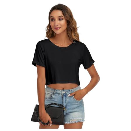 Imagem de Camiseta T-shirt Blusinha CROPPED LISO Fitness Camiseta Feminina Corrida Academia 872