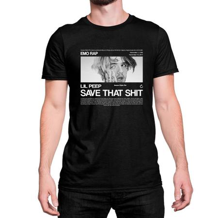 Camiseta T-Shirt Lil Peep Emo Rap Save That Shit Trap Algodão