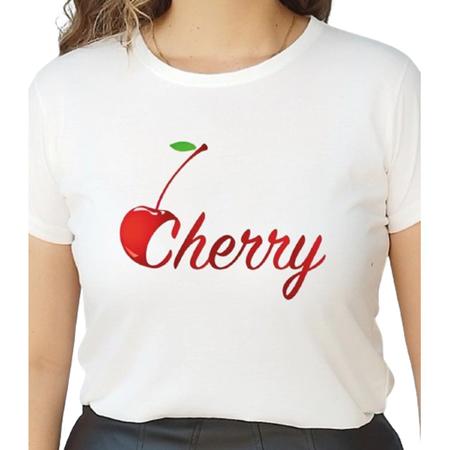 Imagem de Camiseta T Shirt Off White Feminina Tendencia Cerejas