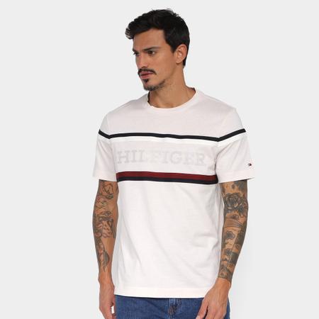 Camiseta Tommy Hilfiger Global Stripe Mono TypeMasculina