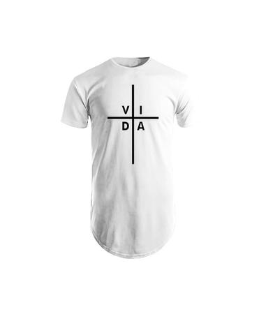 Imagem de Camisetas Longline Swag Oversize Camisas Masculinas Estampada Básica Algodão Blusa Cruz Gospel Evangélica Cristão Presente