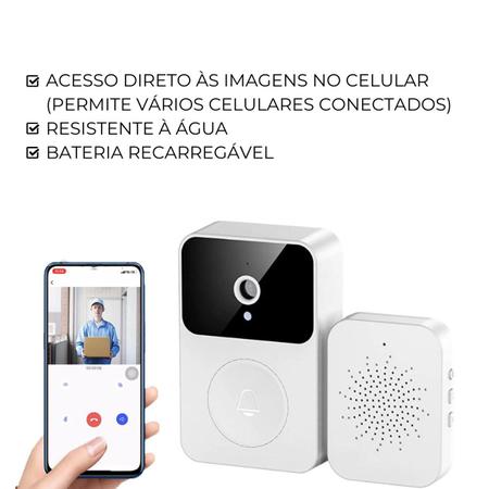 Imagem de Campainha Camera Inteligente WiFi Sem Fio c/ Audio Externo