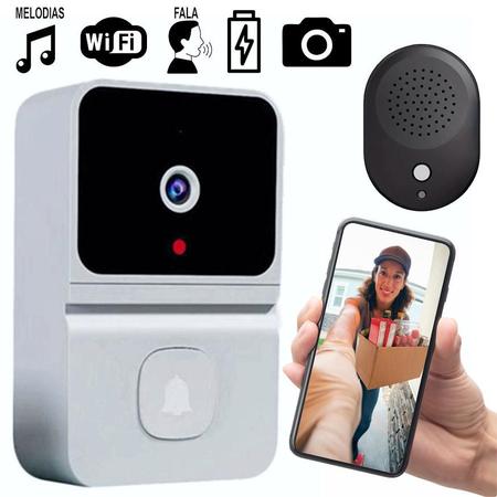 Campainha Com Câmera Inteligente Sem Fio Wi-Fi Hd com Visão Noturna  Interfone Com Áudio video porteiro visão pelo celular