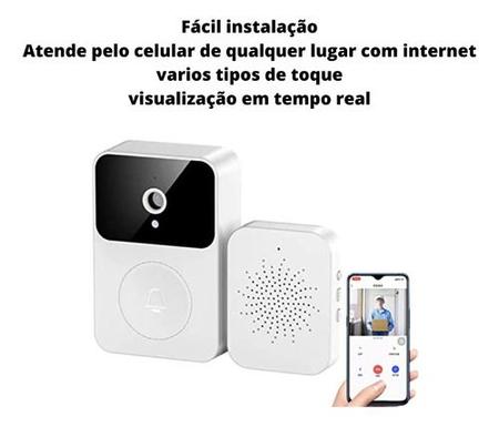 Campainha Com Câmera Inteligente Sem Fio Wi-Fi Hd com Visão Noturna  Interfone Com Áudio video porteiro visão pelo celular