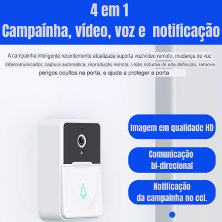 Imagem de campainha com visor noturno sem fio câmera wifi novo vídeo porteiro inteligente comunicação bi-direcional sistema de seg