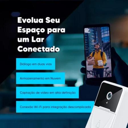 Imagem de Campainha Interfone Inteligente Câmera E Áudio Wi-Fi Externa