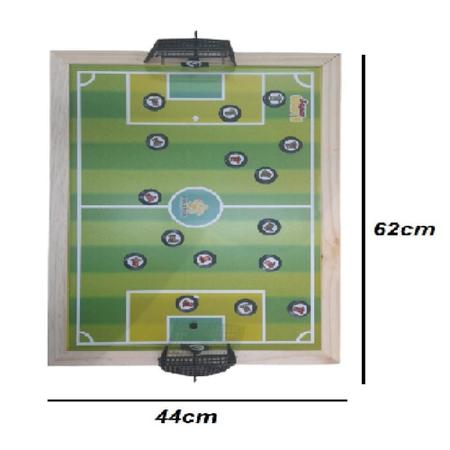 MESA FUTEBOL DE BOTÃO - COM BORDA DE MADEIRA - INCLUI DOIS TIMES CIA BRINK  JOGOS Vitrola JOGOS JOGOS